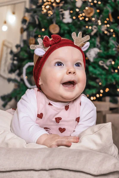 Retrato Natal Uma Linda Menina — Fotografia de Stock