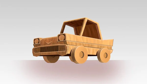 나무 그림에 나오는 빈티지 자동차 장난감 — 스톡 사진