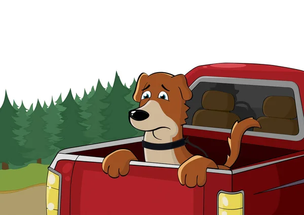 Jazda psów w Pickup Truck ilustracji — Zdjęcie stockowe