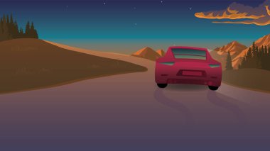 kırmızı araba yol vektöründe gider