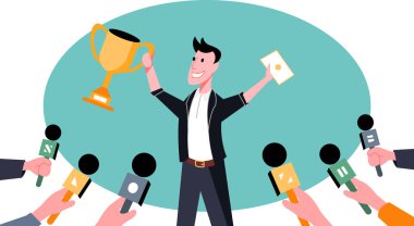 Bir adam yetenek yarışması vektör illüstrasyonunu kazandı.