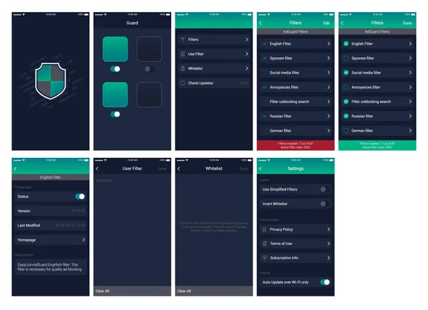 Ochrona aplikacja ui projektowanie mobilny interfejs użytkownika — Wektor stockowy