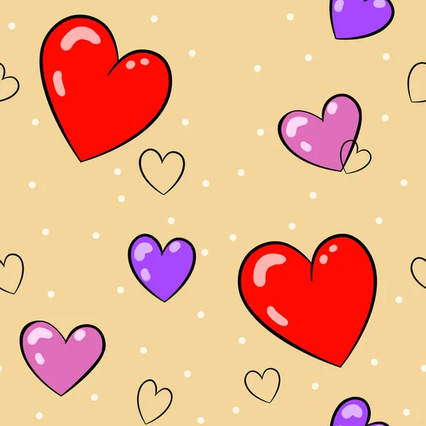 Colorful Hearts Seamless Pattern Beige Background Wallpaper Fabric Designs Good — Stock Photo, Image