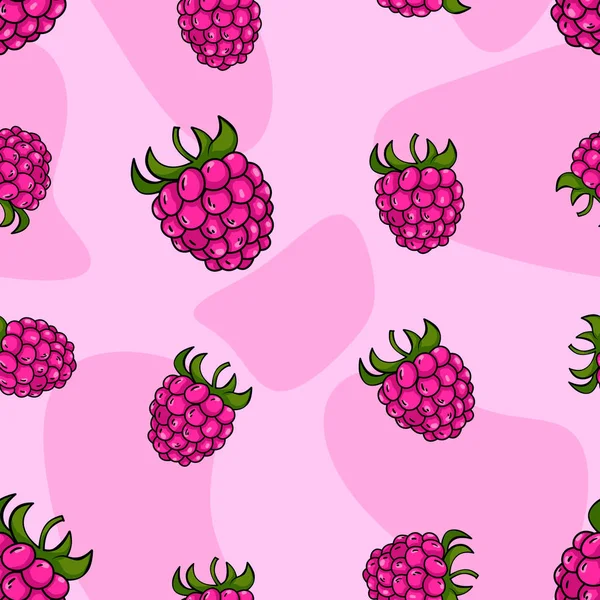 Seamless Pattern Raspberries Pink Background Fabric Wallpaper Design Wrapping Paper — Stock Photo, Image