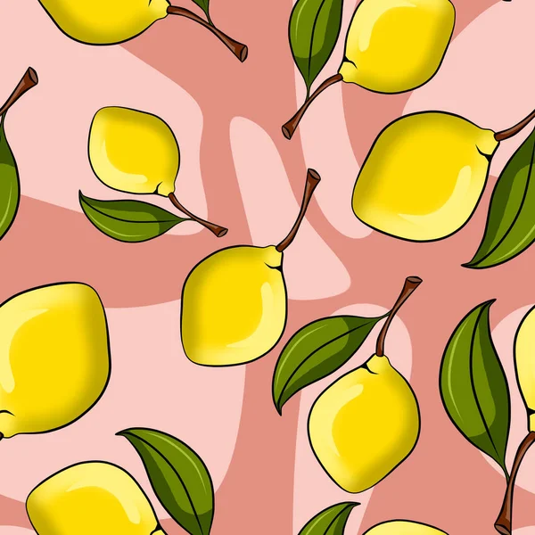 Seamless Pattern Lemons Wallpaper Textile Design Pink Background — Stock Photo, Image