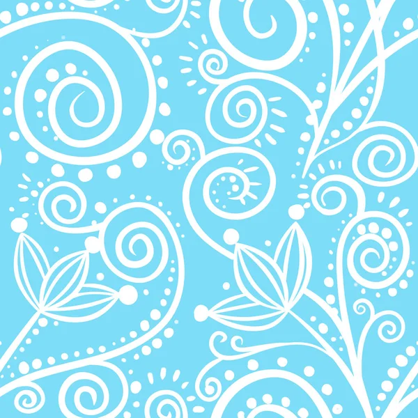 Seamless pattern with white floral abstraction on blue background. For fabric and wallpaper design. White flowers. Good for printing. Wrapping paper pattern.