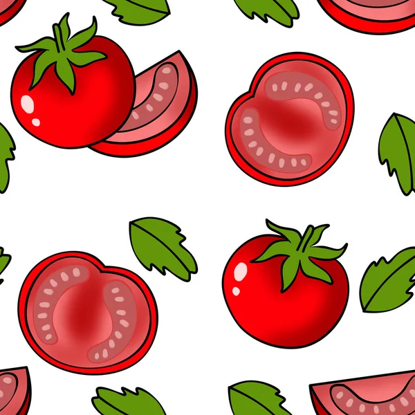 Seamless Pattern Set Tomatoes White Background Wallpaper Fabric Design Good — Stock Photo, Image