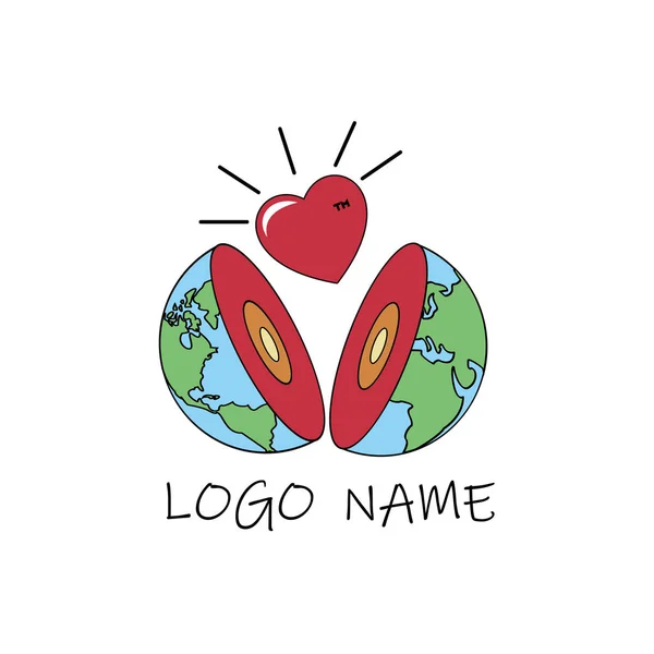 Vettore del logo del cuore del mondo — Foto Stock