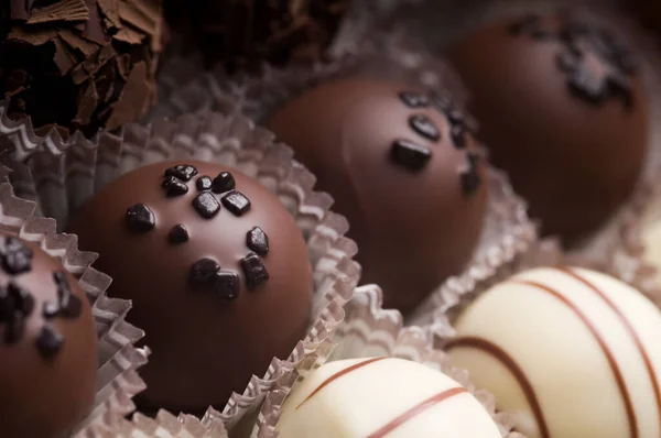 Kevert Luxus Étkezési Tejcsokoládé Szarvasgomba Válogatott Finom Kézzel Készített Csokoládé — Stock Fotó