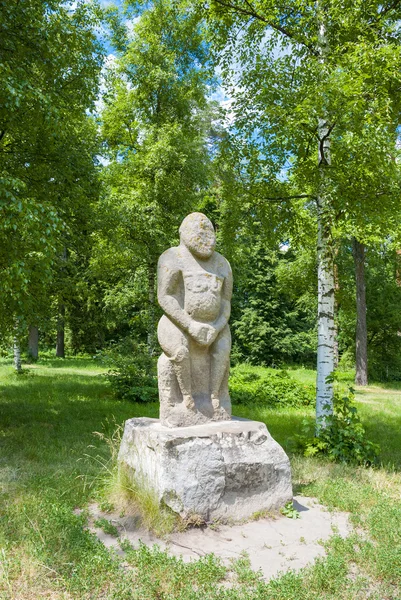 Половецкий идол (женщина) в Тростянском парке. Украина, Черниговская область — стоковое фото