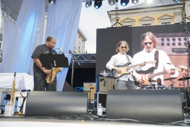 Lviv, Ukrayna-26 Haziran 2016: Caz Festivali 