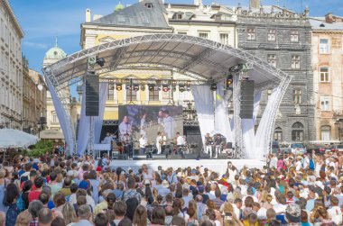 Lviv, Ukrayna-26 Haziran 2016: Caz Festivali 