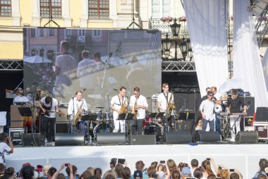 Lviv, Ukrayna-26 Haziran 2016: Caz Festivali 