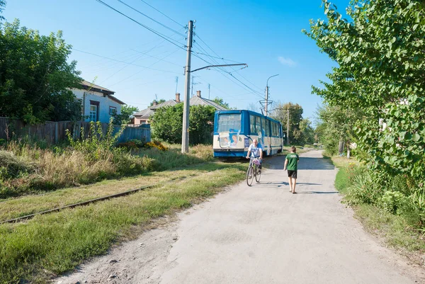 Elektrisk spårvagn i staden av Konotop, Sumy region, Ukraina — Stockfoto