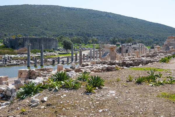 Kolonádové ulice, ruiny starověkého Patara, Antalya Province, Tu Stock Snímky