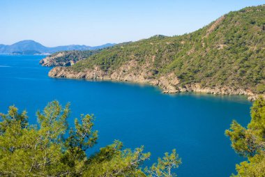 Adalar deniz manzarası. Akdeniz Gcek, Dalaman ve Fethiye, Türkiye.