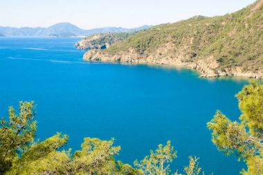 Adalar deniz manzarası. Akdeniz Gcek, Dalaman ve Fethiye, Türkiye.