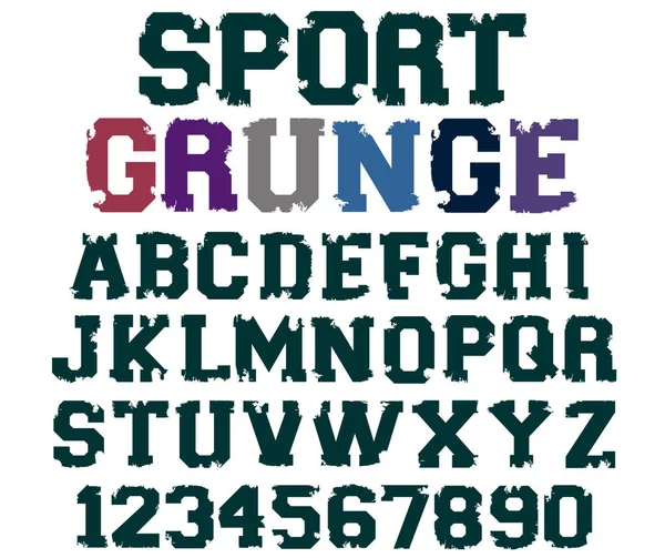 Sport Grunge Schriftvektor Varsity Distressed Font Vektor Vintage College Schrift — Stockvektor