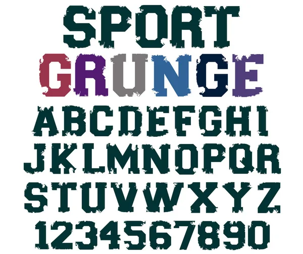 Sport Grunge Vector Fuente Varsity Angustiado Vector Fuente Vintage Fuente — Vector de stock