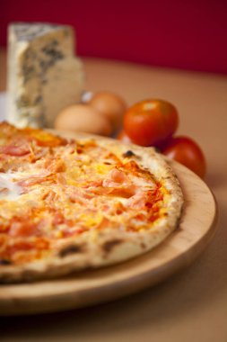 handmade pizza in a wood oven restaurant gourmet
