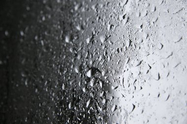 water drops on a glass with bokeh effect lights