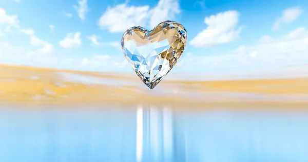 Corazón Diamante Cielo Desierto Amor Perdido San Valentín — Foto de Stock