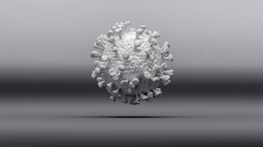 Omicron Coronavirus, MERS virüsü, 2019-ncov COVID-19 Solunum Sendromu 3D konsept tasarımı siyah-beyaz