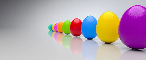 Цветные Пасхальные Яйца Шоколад Линию Веб Баннера Текстуры Дизайн Заднего — стоковое фото