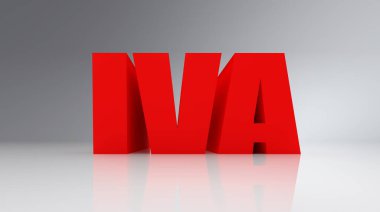 Beyaz yansıyan arkaplan üzerindeki IVA (İspanyolca vergi sözcüğü) metninin 3d illüstrasyonu