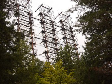 Duga - Ufukta gizli Sovyet radar sistemi, Pripyat, Ukrayna terk edilmiş askeri üs. Tarihi nesne.