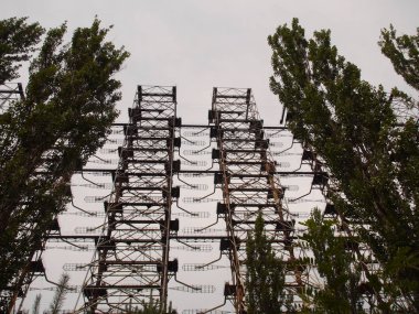 Duga - Ufukta gizli Sovyet radar sistemi, Pripyat, Ukrayna terk edilmiş askeri üs. Tarihi nesne.