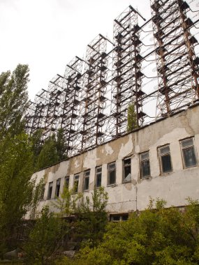 Duga - Ufukta gizli Sovyet radar sistemi, Pripyat, Ukrayna terk edilmiş askeri üs. Tarihi nesne.