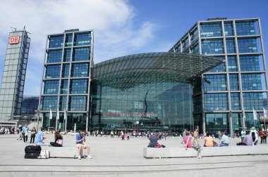 Central Railway Station, Berlin Germany. Elements of the interior of the central railway station. People inside the central train station.