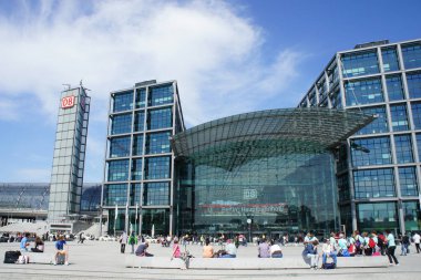 Central Railway Station, Berlin Germany. Elements of the interior of the central railway station. People inside the central train station.