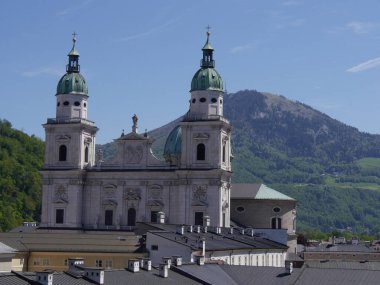Avusturya 'nın Salzburg kentinin merkezi manzarası