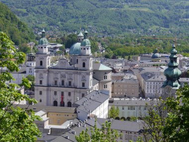 Avusturya 'nın Salzburg kentinin merkezi manzarası