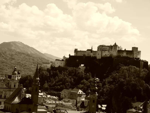 Blick Auf Den Zentralen Teil Der Stadt Salzburg Österreich — Stockfoto