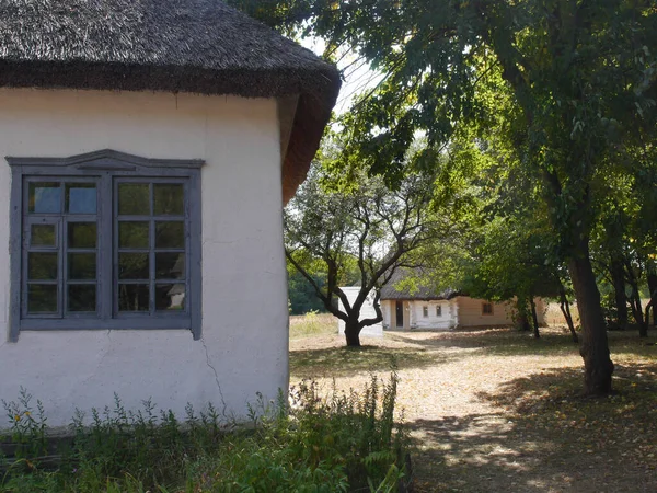 Vieilles Maisons Traditionnelles Ukrainiennes Architecture Rurale Typique Paysage Extérieur Été — Photo