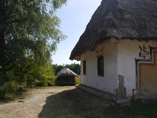 Vecchie Case Villaggio Ucraino Tipica Architettura Rurale Estate Paesaggio Esterno — Foto Stock
