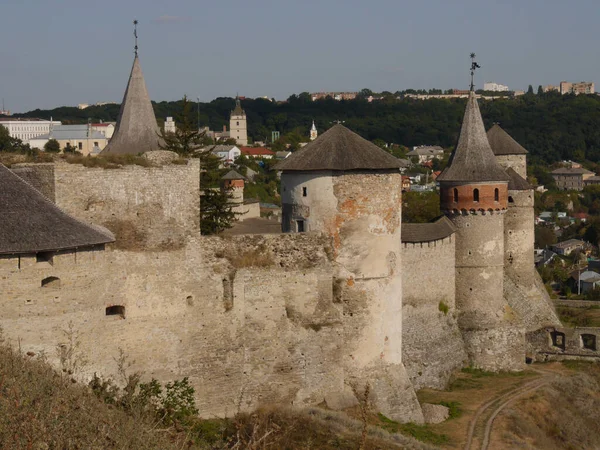 Castelo Medieval Cidade Kamyanets Podilsky Ucrânia Uma Fortaleza Formidável Forte — Fotografia de Stock