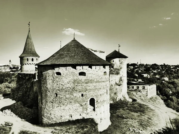 Castelo Medieval Cidade Kamyanets Podilsky Ucrânia Uma Fortaleza Formidável Forte — Fotografia de Stock