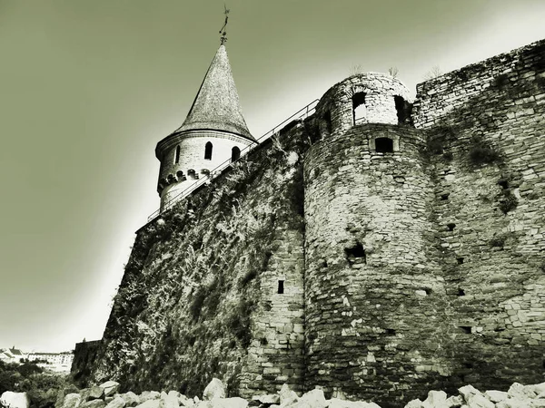 Castello Medievale Nella Città Kamyanets Podilsky Ucraina Tratta Una Fortezza — Foto Stock