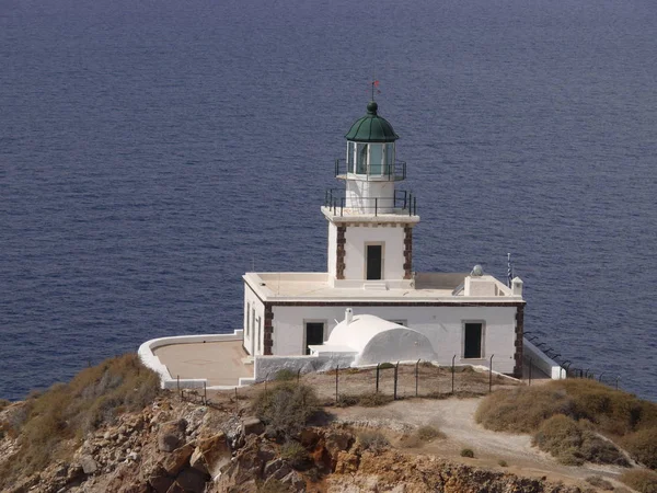 Farol Akrotiri Ilha Grega Santorini — Fotografia de Stock