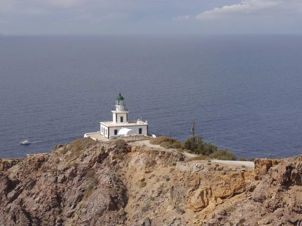 Farol Akrotiri Ilha Grega Santorini — Fotografia de Stock