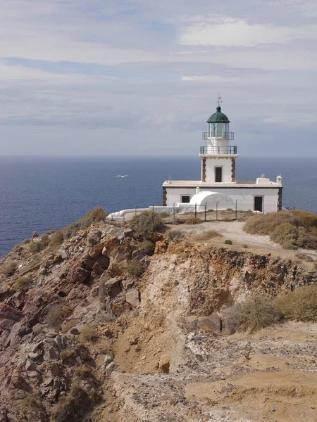 Farol Akrotiri Ilha Grega Santorini — Fotografia de Stock