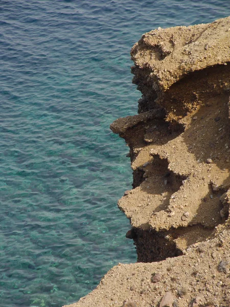 Вид Кальдеру Горы Средиземное Море Город Фира Маяка Акротири Остров — стоковое фото