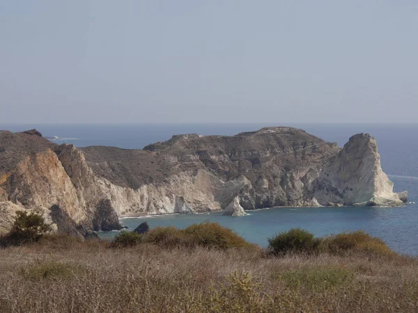 Uitzicht Caldera Bergen Middellandse Zee Stad Fira Vanaf Het Akrotiri — Stockfoto