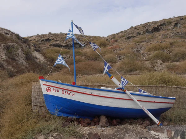 Playa Roja Cerca Ciudad Akrotiri Isla Santorini Grecia —  Fotos de Stock