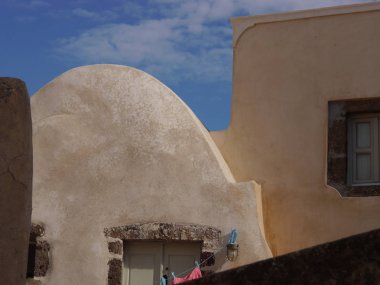 Views of Castle and typical buildings and streets of the central historical part. Emporio, the largest village of Santorini island,Greece.