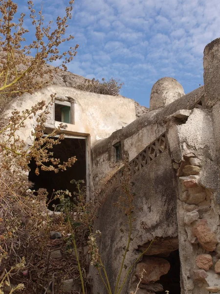 Εμπορείο Μεγαλύτερο Χωριό Της Σαντορίνης Ελλάδα Εγκαταλελειμμένα Σπίτια Και Ιστορικά — Φωτογραφία Αρχείου